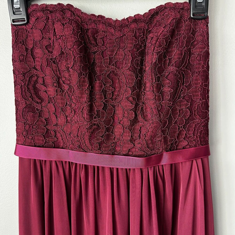 Nwt David's Bridal Strapless Lace Bridesmaid Dress/Prom Dress Size 2 Wine